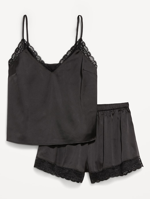 Image number 4 showing, Lace-Trim Satin Pajama Short Set