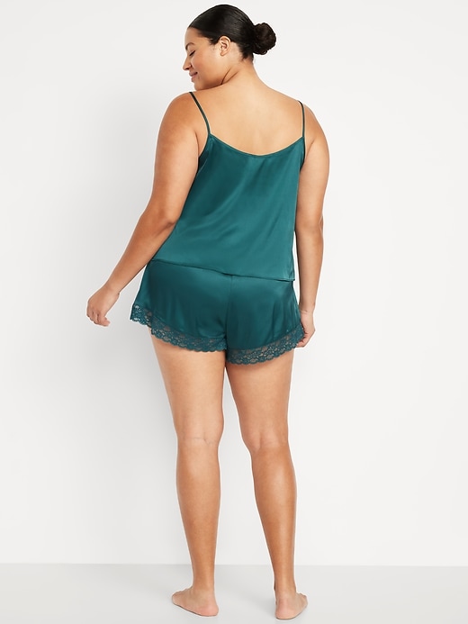 Image number 8 showing, Lace-Trim Satin Pajama Short Set