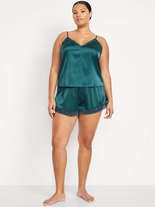 Image number 7 showing, Lace-Trim Satin Pajama Short Set