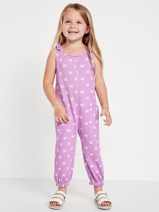 View large product image 1 of 2. Sleeveless Jacquard-Knit Jumpsuit for Toddler Girls