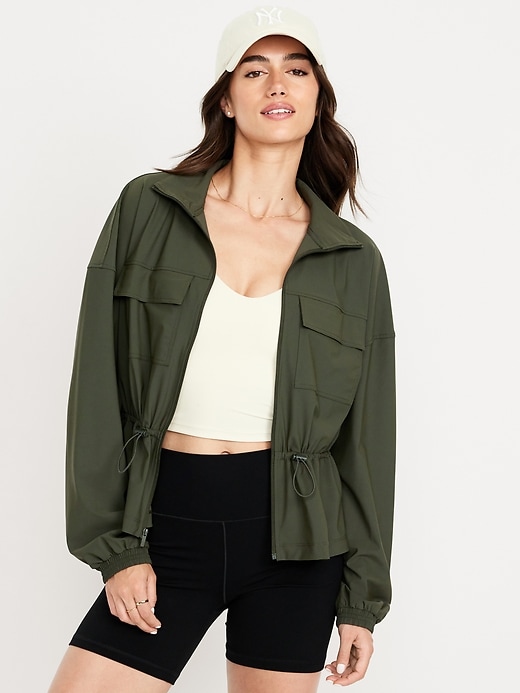 Image number 1 showing, SleekTech Oversized Cinched-Waist Jacket