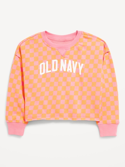 Long-Sleeve Cropped French Terry Sweatshirt for Girls