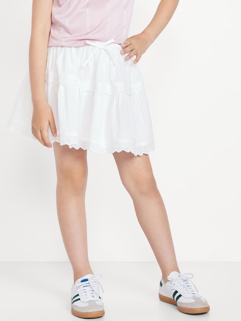 Eyelet Trim Tiered Skirt for Girls