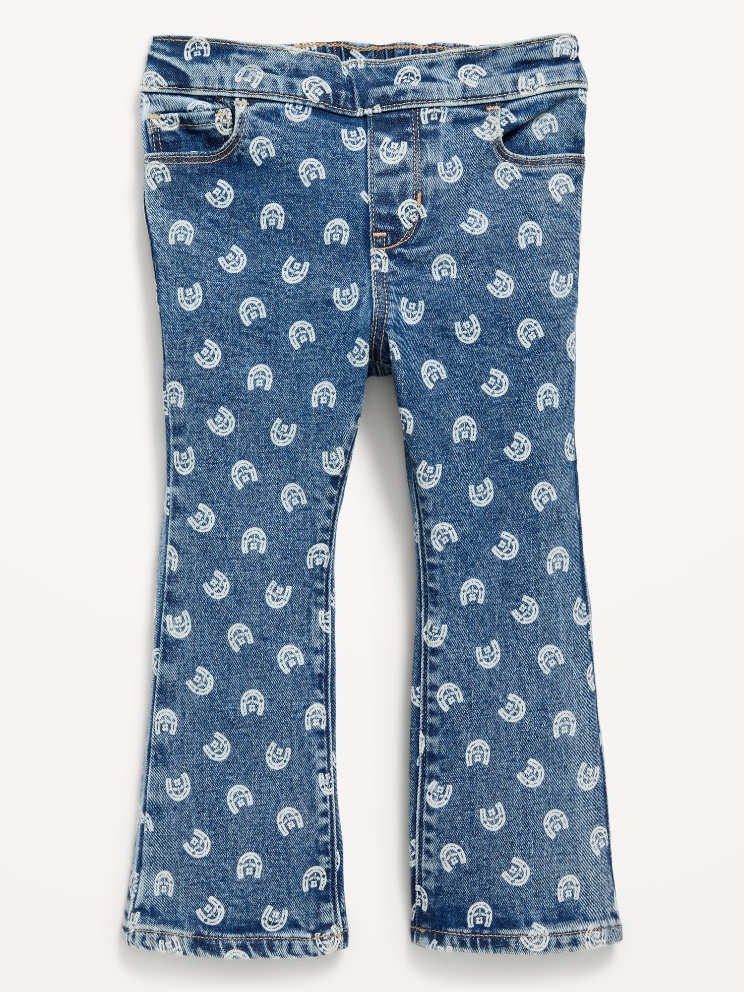 Printed Pull-On Flare Jeans for Toddler Girls