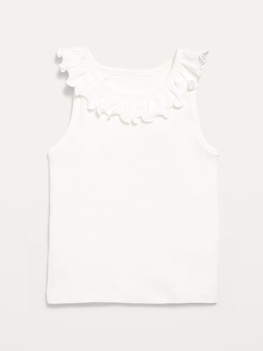 View large product image 1 of 1. Fitted Ruffle-Neck Tank Top for Toddler Girls