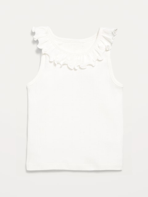 Fitted Ruffle-Neck Tank Top for Toddler Girls