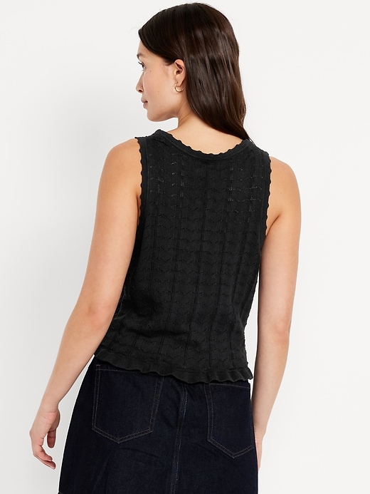 Image number 2 showing, Sleeveless Pointelle Henley Top