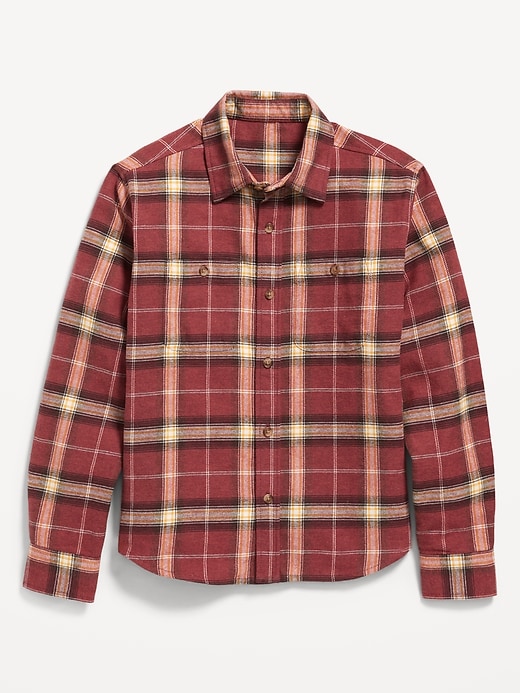 View large product image 2 of 3. Long-Sleeve Pocket Plaid Flannel Shirt for Boys
