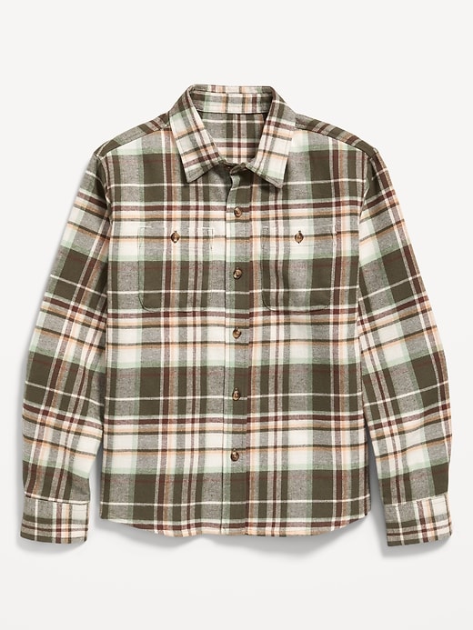 View large product image 2 of 2. Long-Sleeve Pocket Plaid Flannel Shirt for Boys