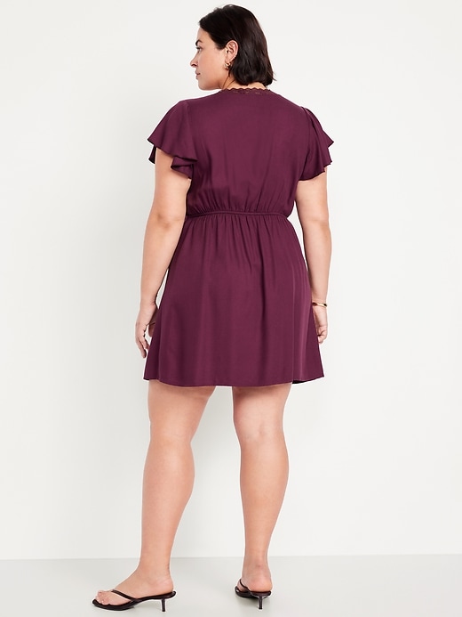 Image number 7 showing, Fit & Flare Crepe Lace-Trim Mini Dress