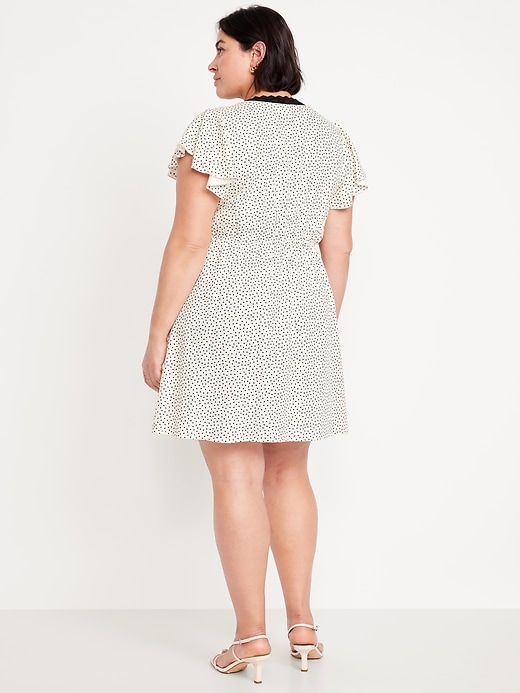 Image number 7 showing, Fit & Flare Crepe Lace-Trim Mini Dress
