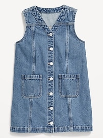 View large product image 3 of 3. Sleeveless Pocket Jean Dress for Girls