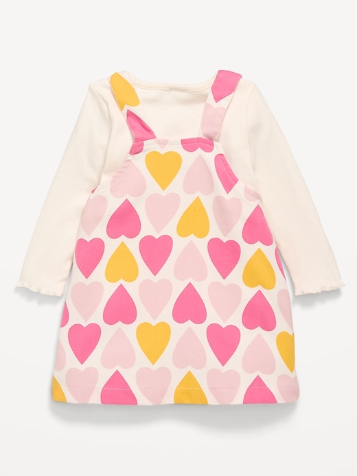 View large product image 2 of 2. Long-Sleeve Ribbed T-Shirt and Twill Dress Set for Baby