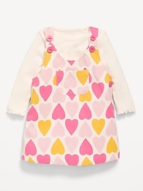 Image number 1 showing, Long-Sleeve Ribbed T-Shirt and Twill Dress Set for Baby