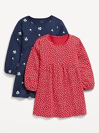 L'image numéro 1 présente Robe ajustée et évasée à manches longues pour toute-petite fille (paquet de 2)