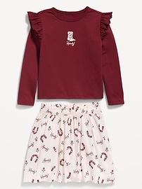 Image number 2 showing, Long-Sleeve Ruffle T-Shirt and Skirt Set for Toddler Girls