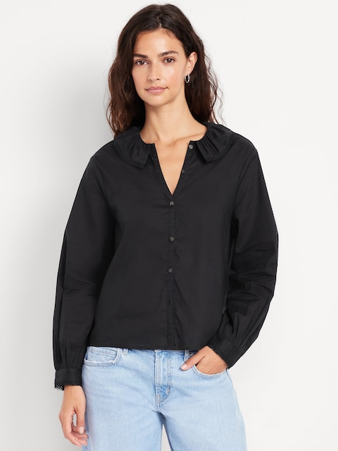 Ruffle Button-Down Shirt