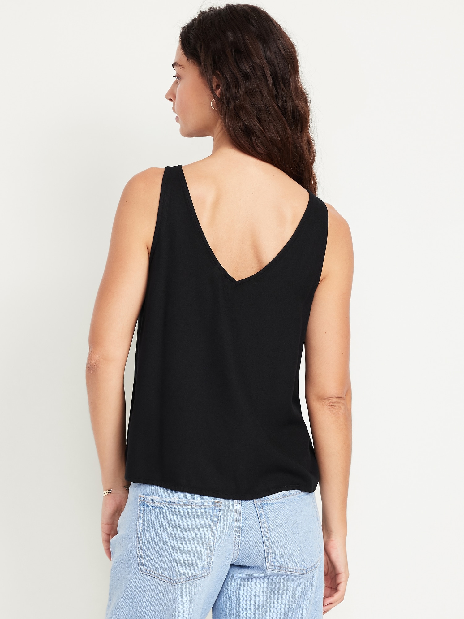 Sleeveless V-Neck Crepe Top