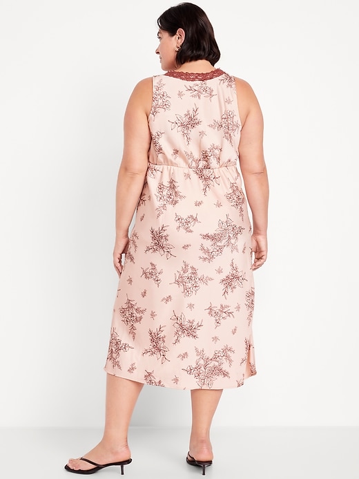 Image number 6 showing, Lace-Trim Satin Midi Dress