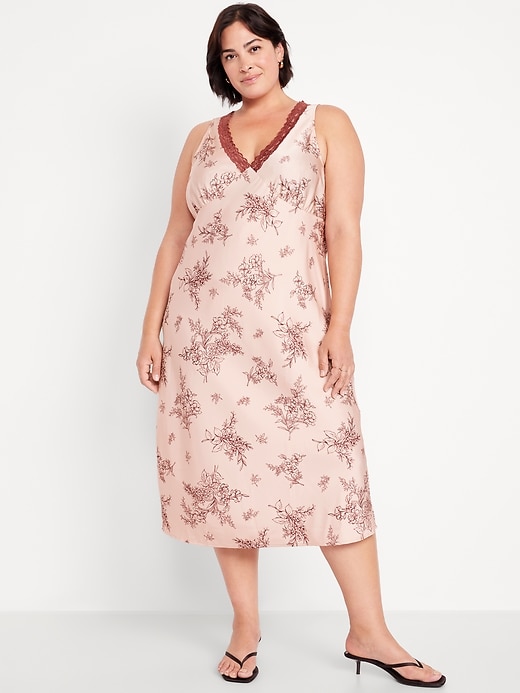 Image number 5 showing, Lace-Trim Satin Midi Dress
