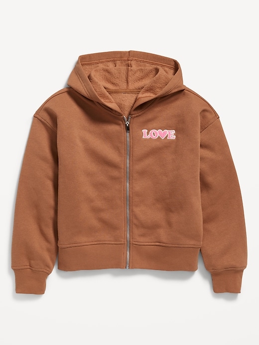 View large product image 2 of 3. Favorite Fleece Printed Zip-Front Hoodie for Girls