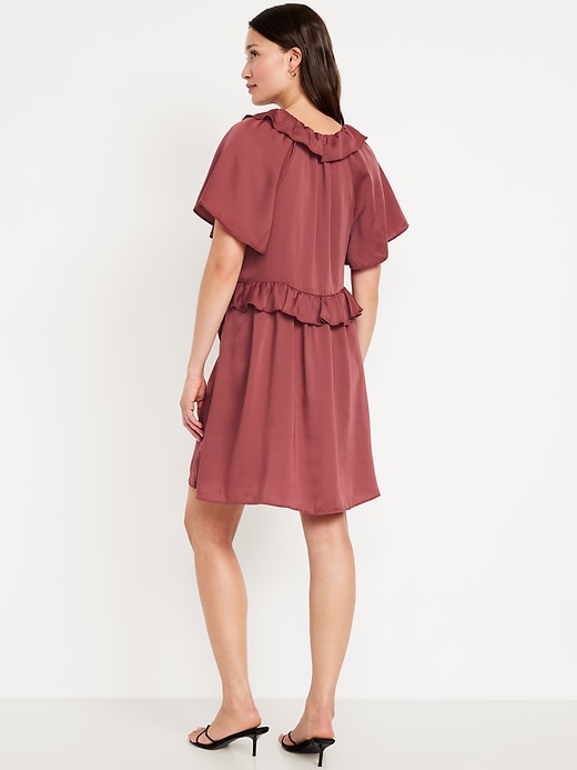 Image number 2 showing, Satin Ruffle Mini Dress