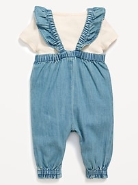 Image number 2 showing, Short-Sleeve Ribbed T-Shirt and Chambray Jumpsuit Set for Baby