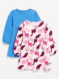L'image numéro 1 présente Robe ajustée et évasée à manches longues pour toute-petite fille (paquet de 2)