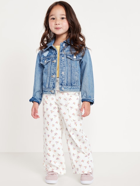 Printed Pull-On Baggy Wide-Leg Cargo Twill for Toddler Girls