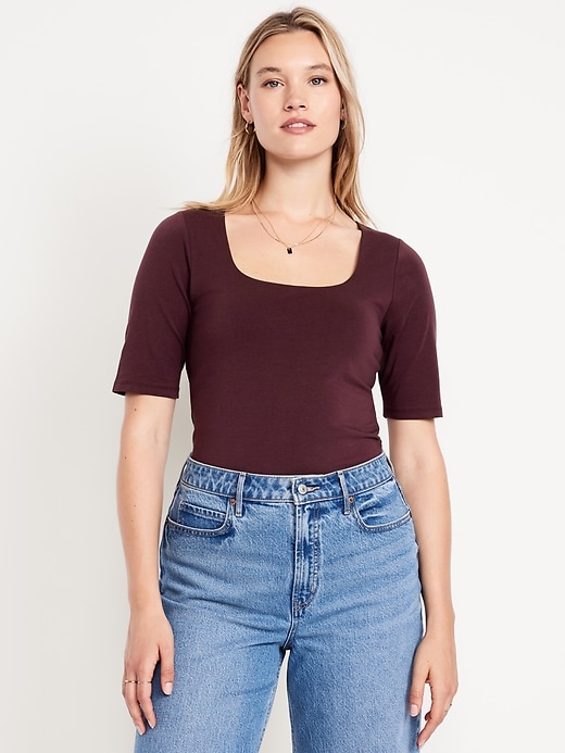 Image number 3 showing, Double-Layer Scoop-Neck T-Shirt