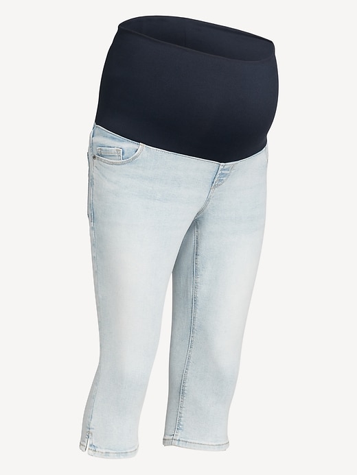 Image number 2 showing, Maternity Rollover-Panel Rockstar Slim Capri Jeans