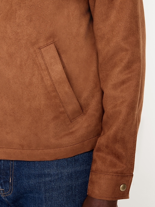 L'image numéro 3 présente Veste Harrington a glissière en faux suède