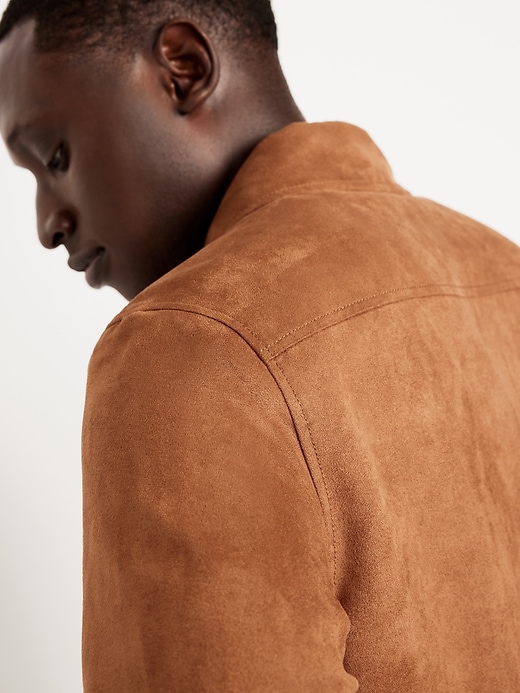 L'image numéro 4 présente Veste Harrington a glissière en faux suède