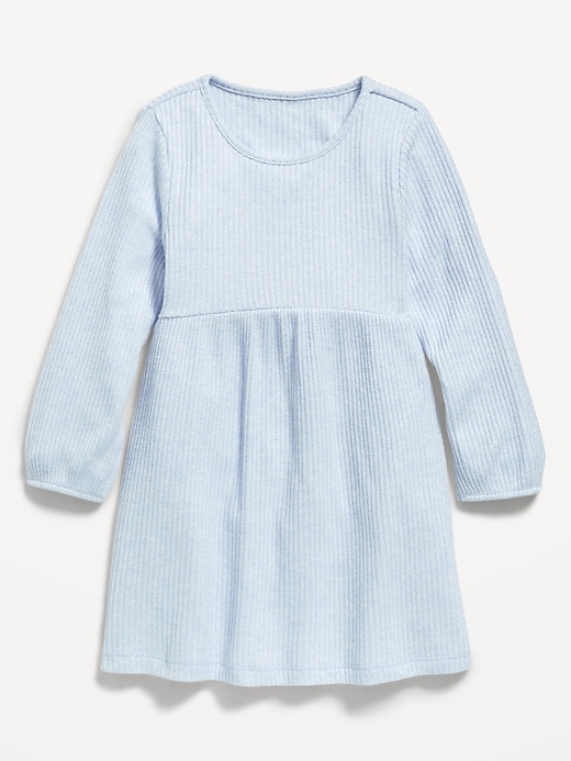 View large product image 1 of 1. Long-Sleeve Shiny Ribbed Dress for Toddler Girls
