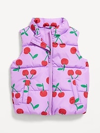 Image number 1 showing, Printed Water-Resistant Frost Free Puffer Vest for Toddler Girls