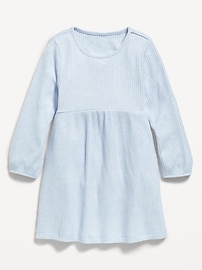 Image number 1 showing, Long-Sleeve Shiny Ribbed Dress for Toddler Girls