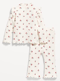 Image number 2 showing, Printed Cozy Rib-Knit Ruffled Top and Pants Set for Baby