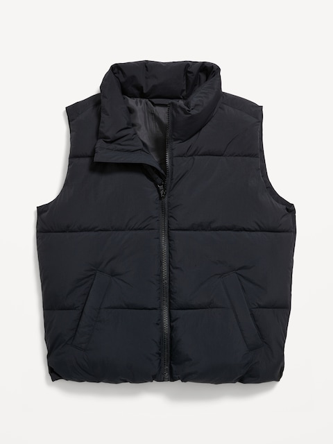 Water-Resistant Quilted Puffer Vest for Girls - Black