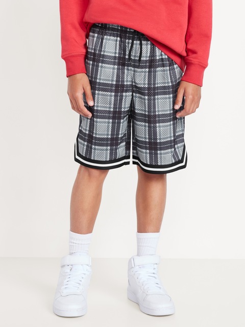 Knee Length Mesh Basketball Shorts for Boys - Black