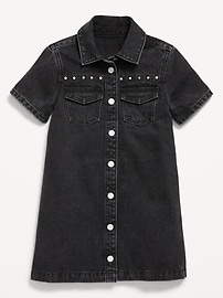 L'image numéro 3 présente Robe chemisier en denim à poches et à clous décoratifs pour fille