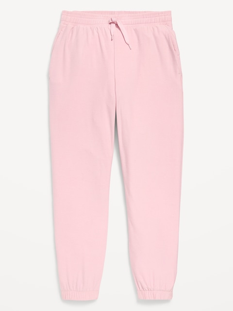 Pantalon de jogging en coton ouaté NuageSport à taille haute pour fille - Rose