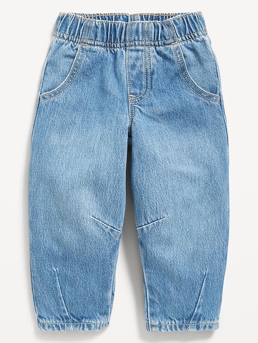 View large product image 1 of 2. Pull-On Baggy Barrel-Leg Jeans for Toddler Girls