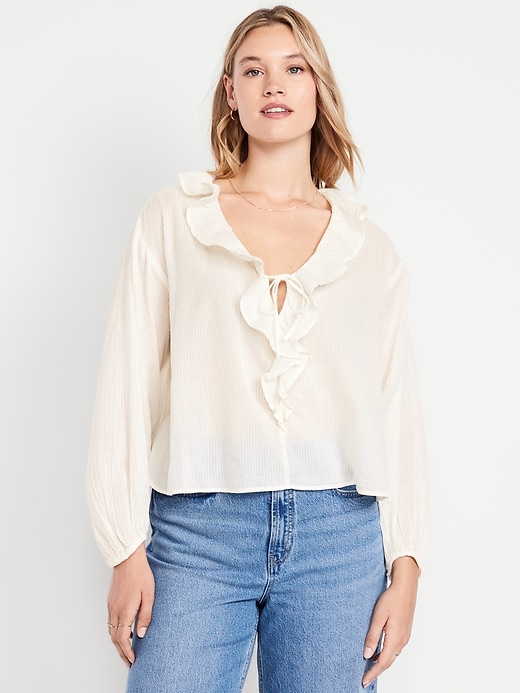 Image number 8 showing, Tie-Front Ruffle Top