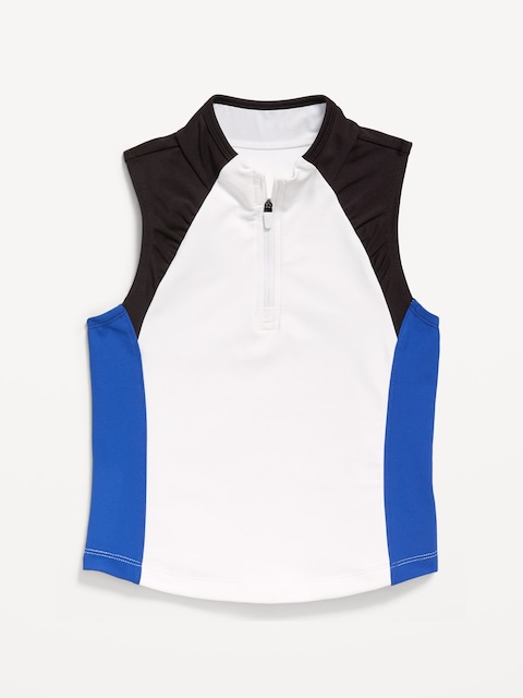 PowerSoft Fitted Sleeveless Zip Top for Girls - White