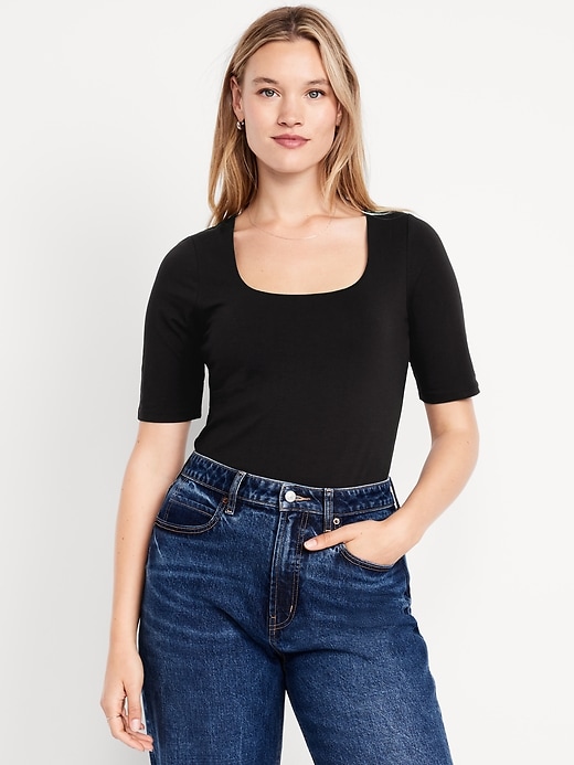 Image number 4 showing, Double-Layer Scoop-Neck T-Shirt
