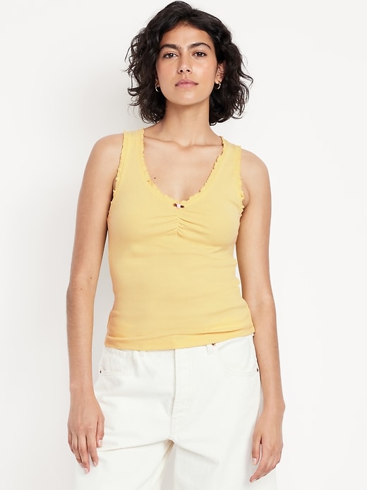 Image number 1 showing, Cinched Rib-Knit Tank Top