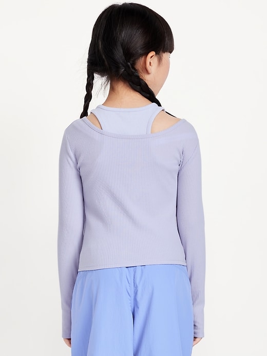 View large product image 2 of 2. 2-In-1 Ribbed Performance Top for Girls