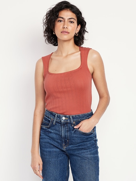Image number 1 showing, Sleeveless Pointelle Top