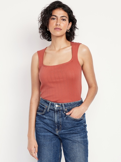 Sleeveless Pointelle Top - Red Basil