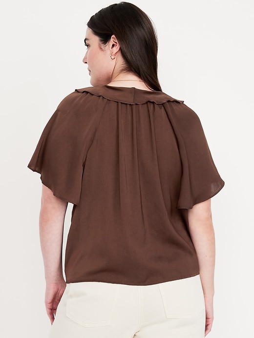 Image number 4 showing, Satin Ruffle Tie-Front Top